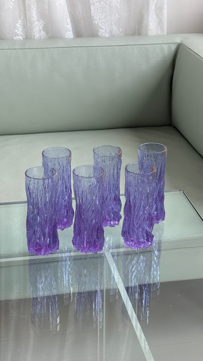 Kristal alexandrite glas – Italien, 1970'erne – sæt med 6 stk.