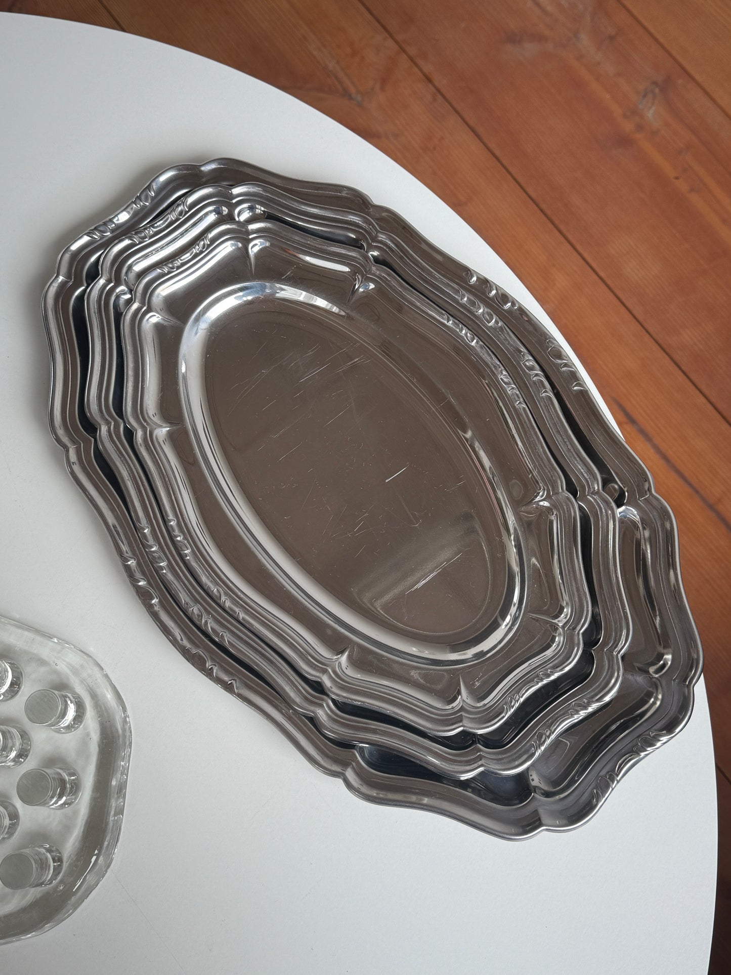 Ovale serveringsfade, rustfrit stål