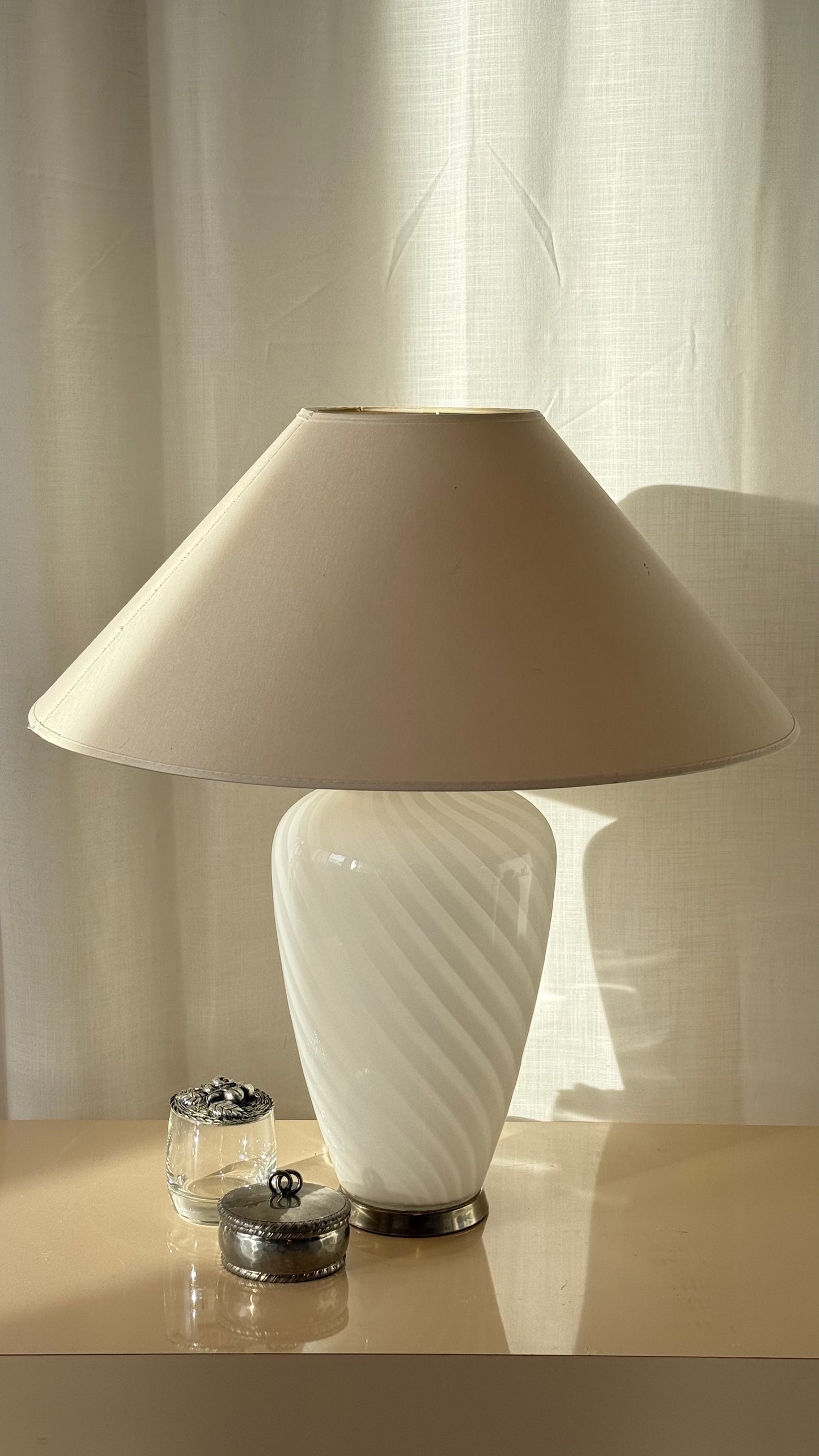 Murano bordlampe, hvidt glas