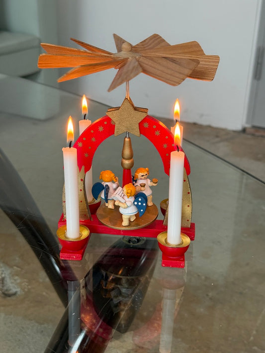 Julekarrusel i træ, rød