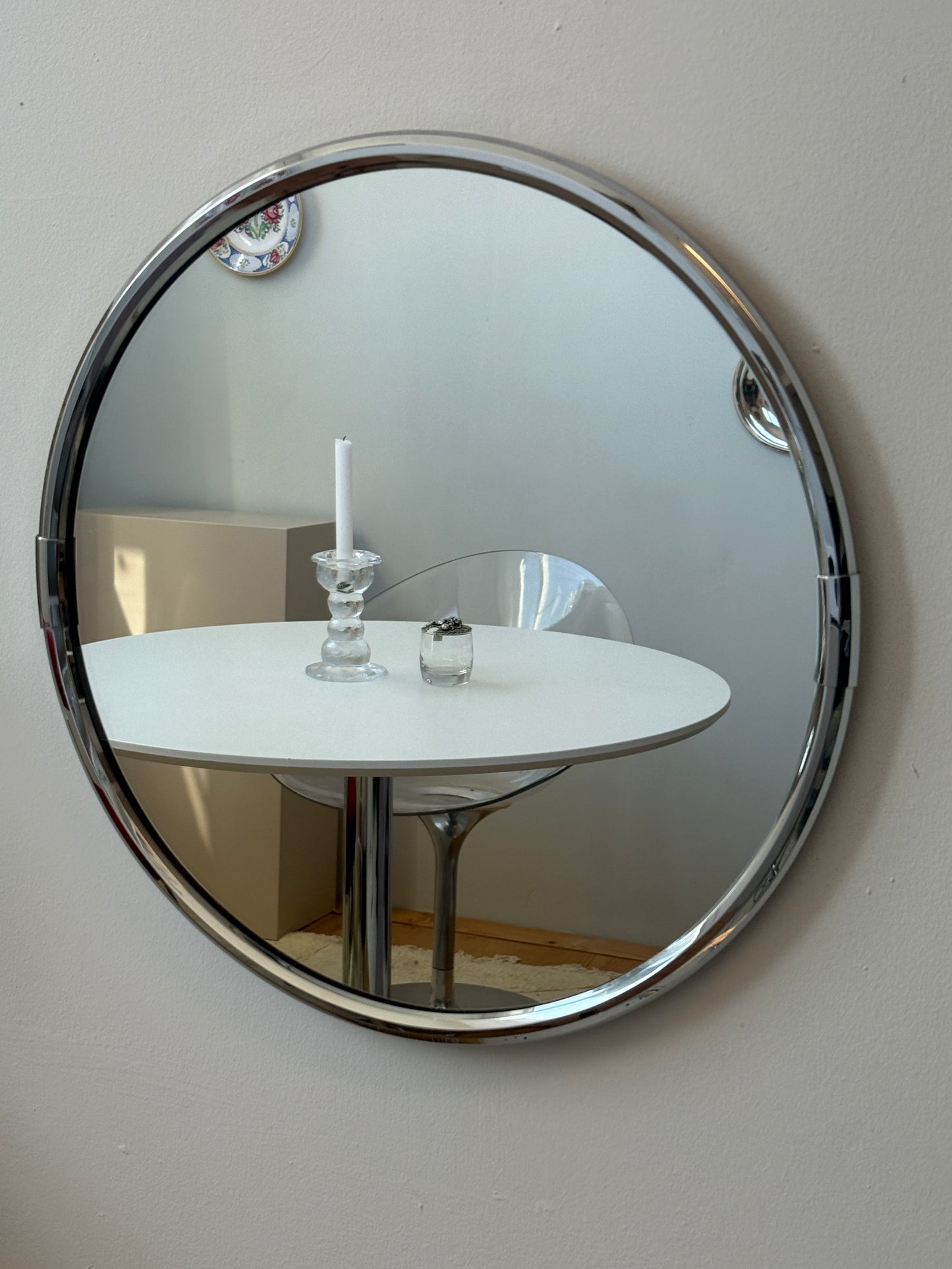 Fransk vintage spejl med kromramme