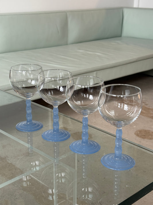 Tupperware vinglas - blåt glas, 7 stk.