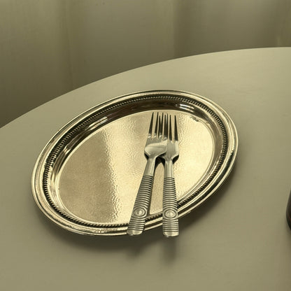 Sølvplet serveringsfad med kant