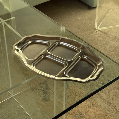 Serveringsfad med fire rum, rustfrit stål