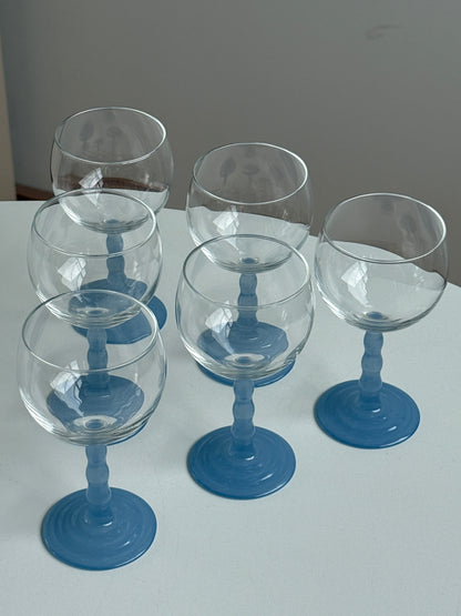 Tupperware vinglas - blåt glas, 7 stk.