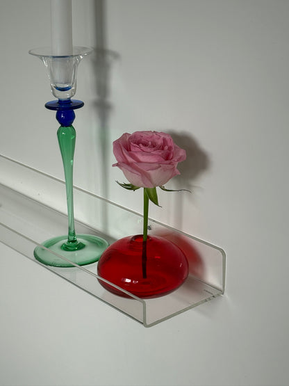 Mundblæst, rød glasvase