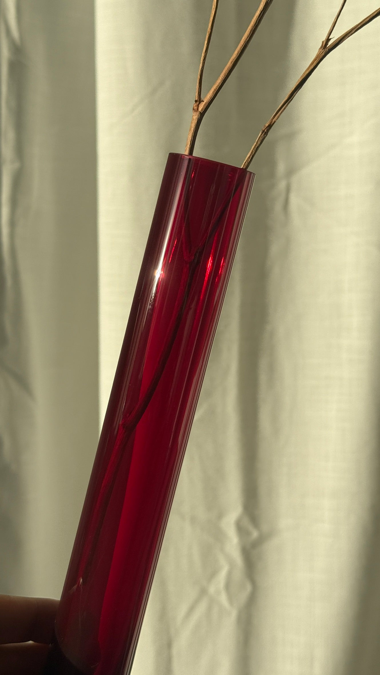 Rød blomstervase, glas