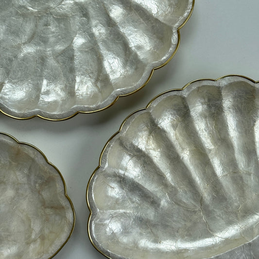 Serveringsfade i perlemor, sæt med 3