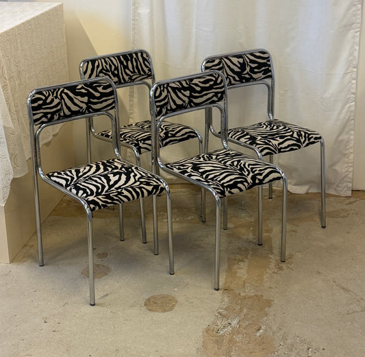 Zebrastole med kromstel, 4 stk.