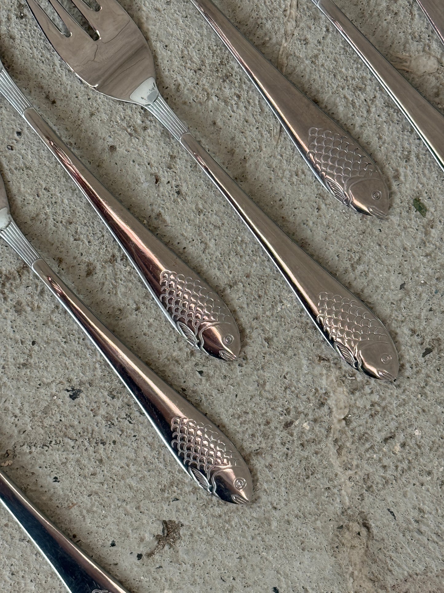 Bestiksæt med fiskedekor, 13 dele