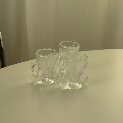 Æggebægere formet som svane, glas