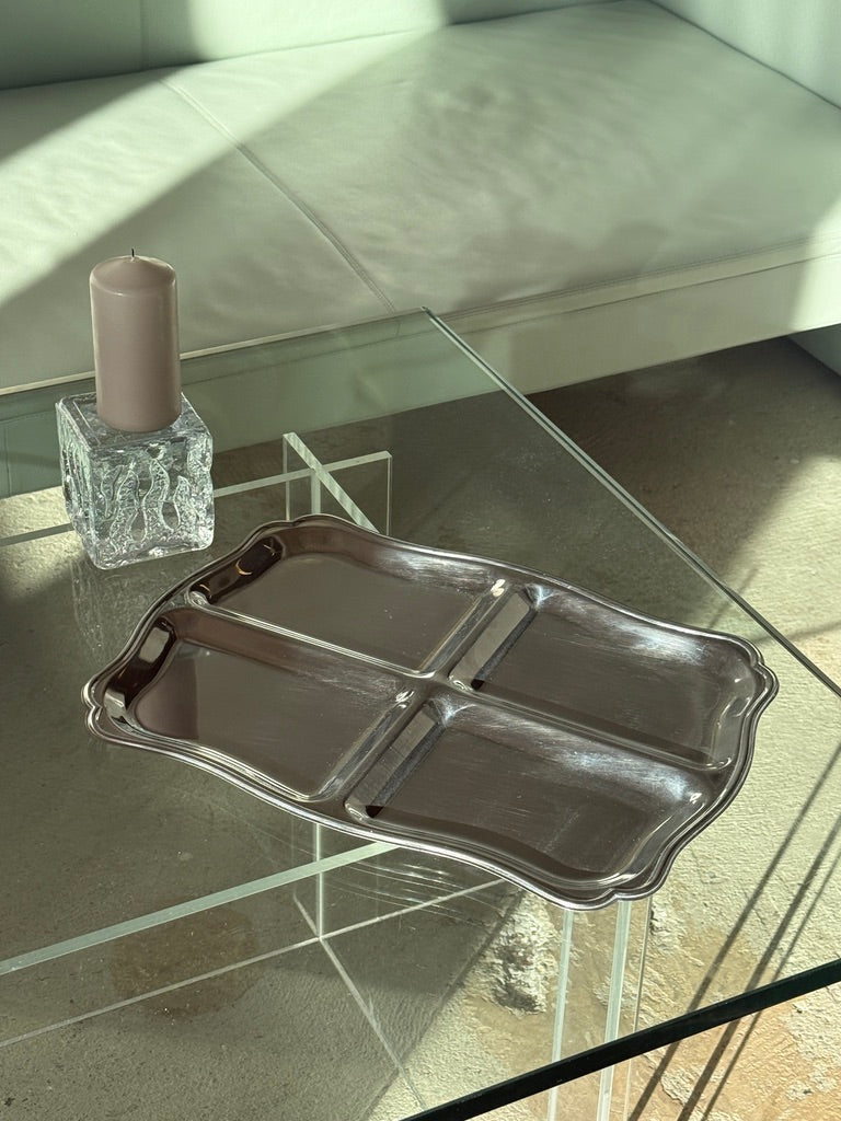 Serveringsfad med 4 rum, rustfrit stål