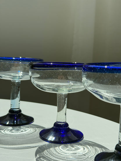 Mundblæste, Mexi coupeglas med koboltblå kant