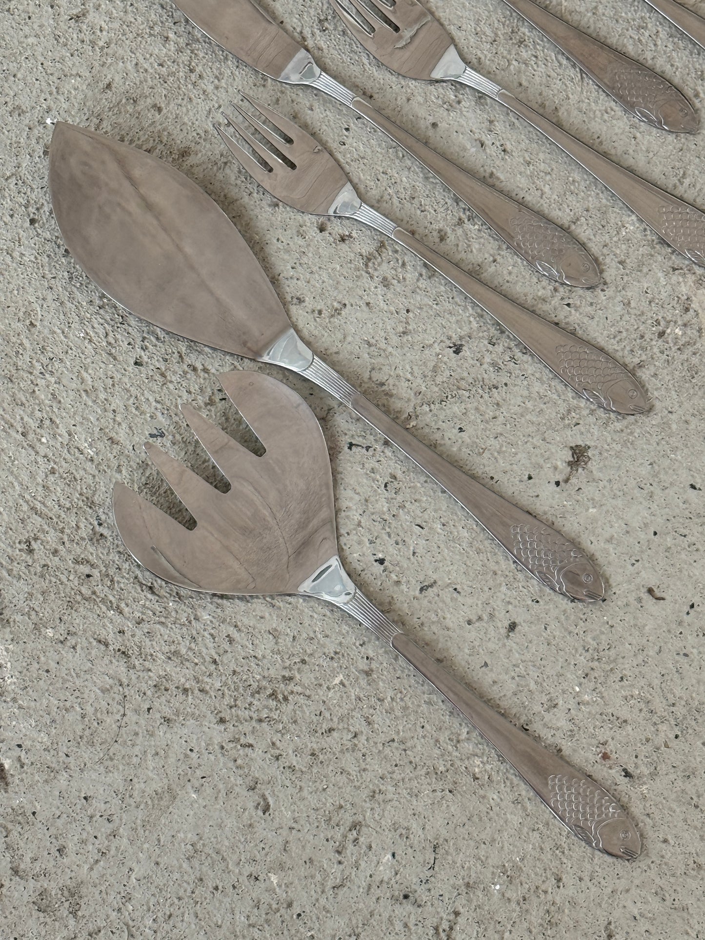 Bestiksæt med fiskedekor, 13 dele