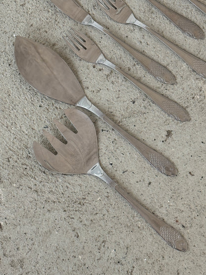 Bestiksæt med fiskedekor, 13 dele