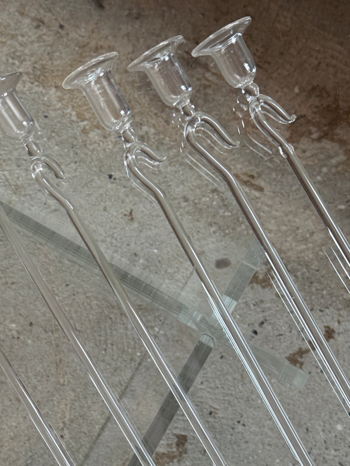 Lysholdere til juletræet i mundblæst glas, 6 stk.