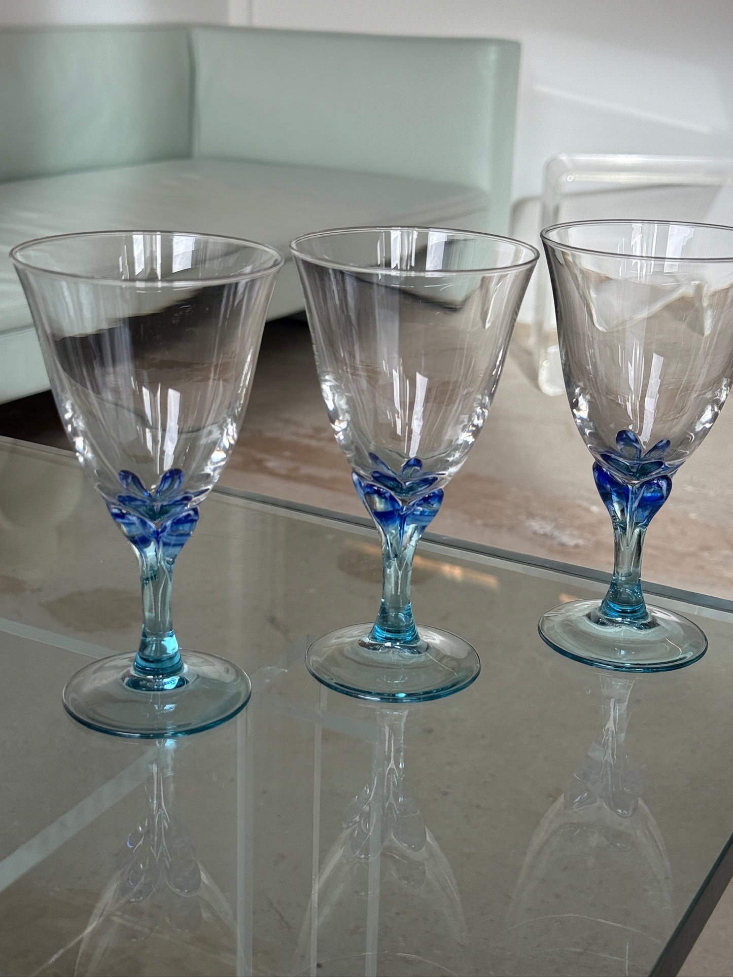 Vinglas med blå detalje, 5 stk.