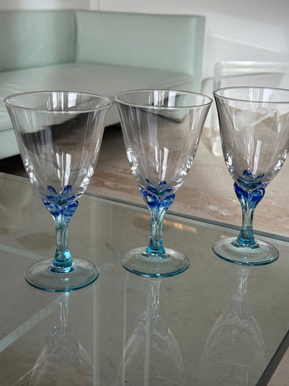 Vinglas med blå detalje, 5 stk.