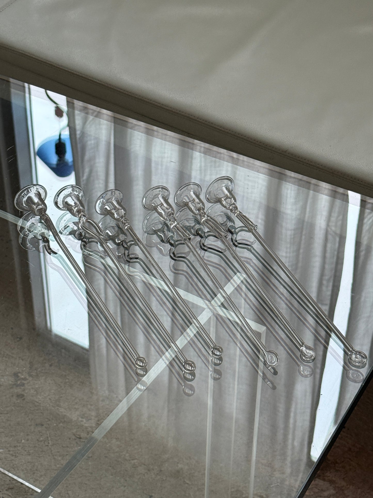 Lysholdere til juletræet i mundblæst glas, 6 stk.