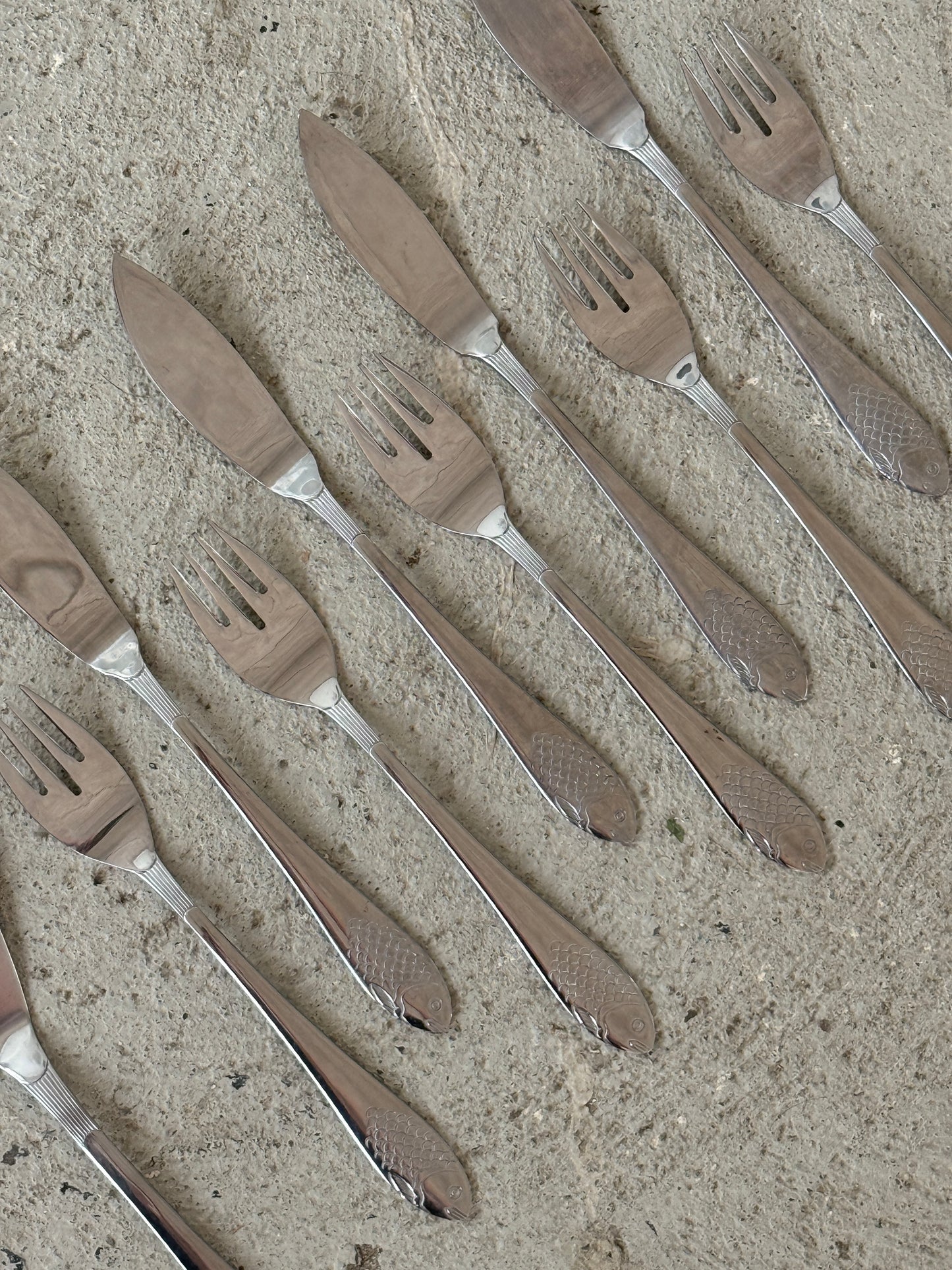 Bestiksæt med fiskedekor, 13 dele