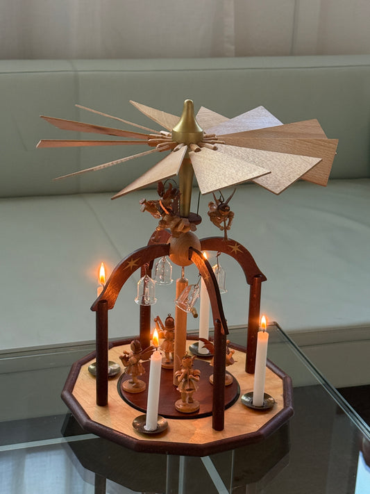 Vintage Erzgebirge julekarrusel m. englekor og klokker