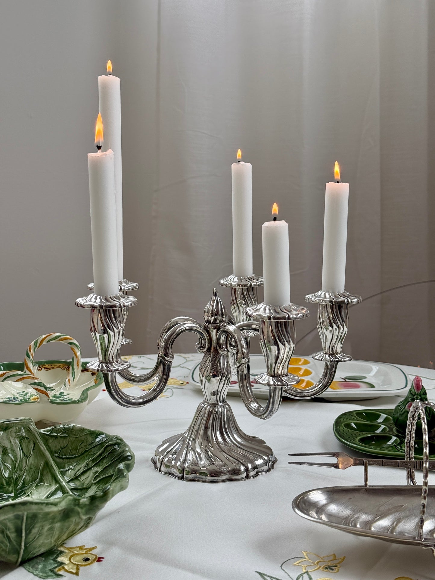 Sølvbelagt kandelaber