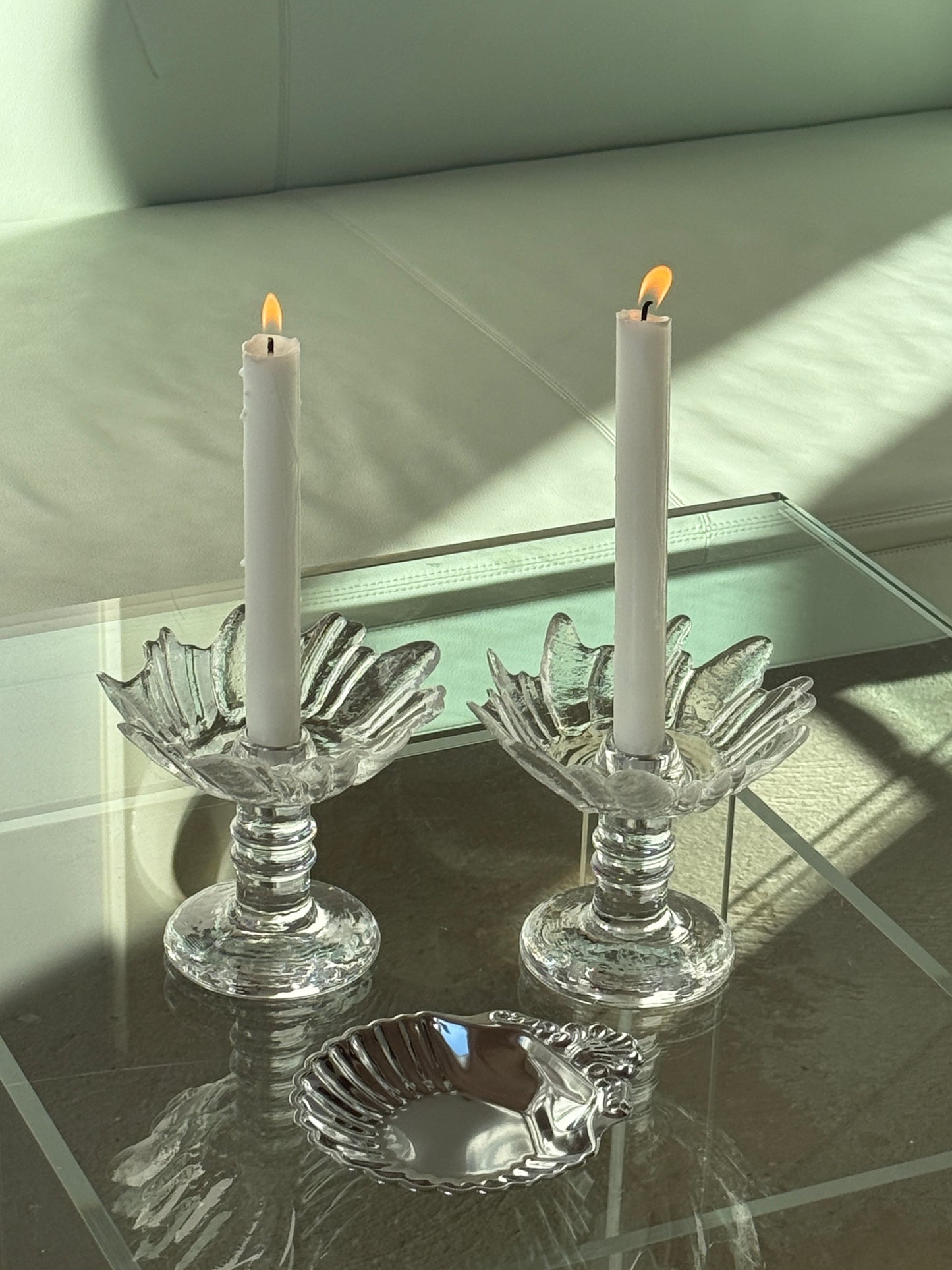 Lysestager i glas, Christer Sjögren for Lindshammar, 2 stk.