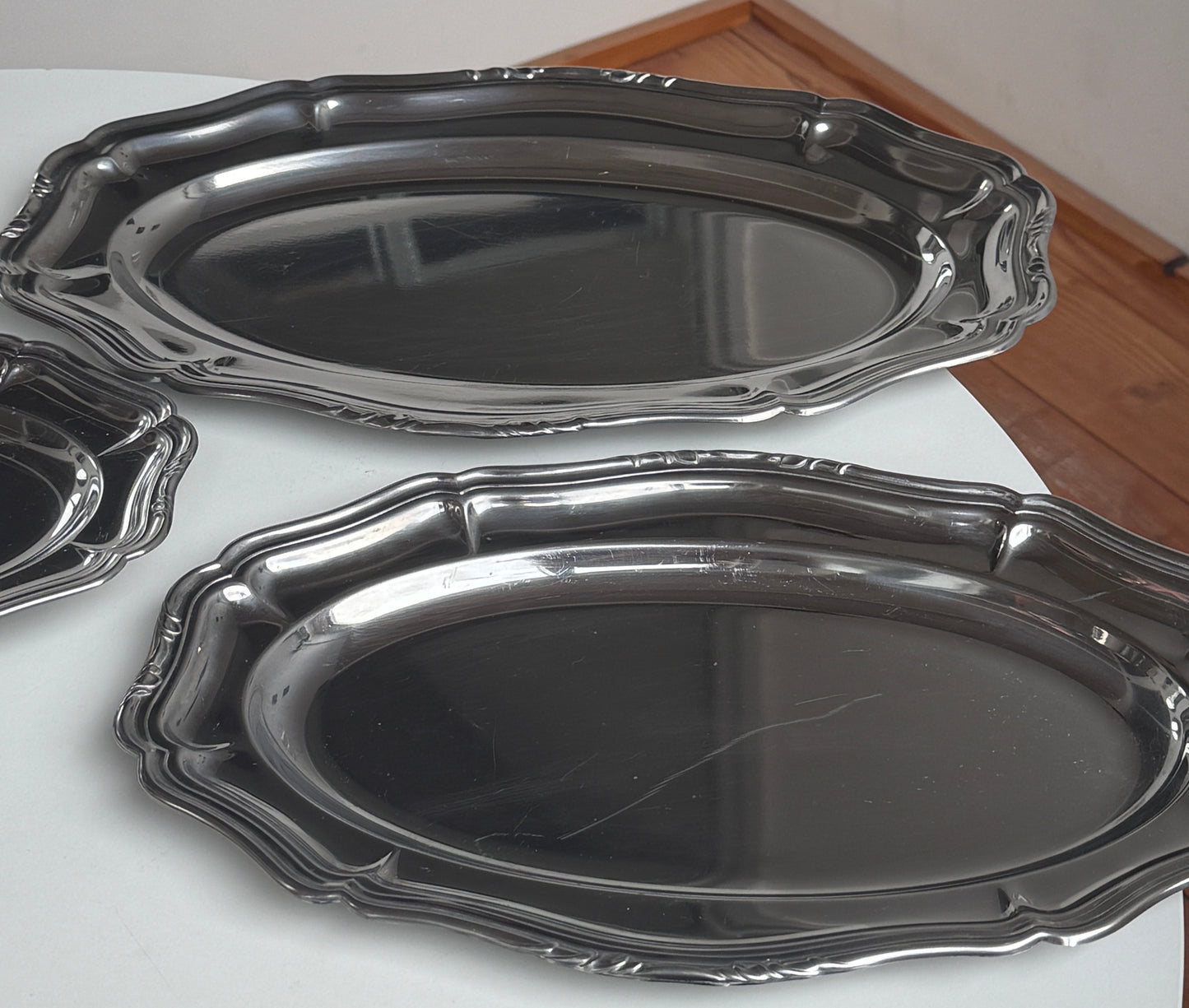 Ovale serveringsfade, rustfrit stål