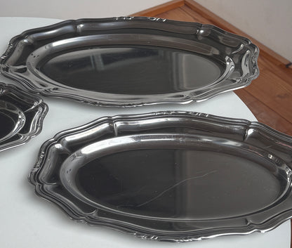 Ovale serveringsfade, rustfrit stål