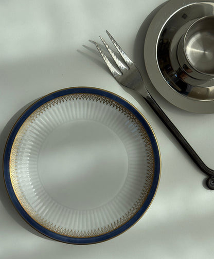 Desserttallerkner med blå kant, 4 stk