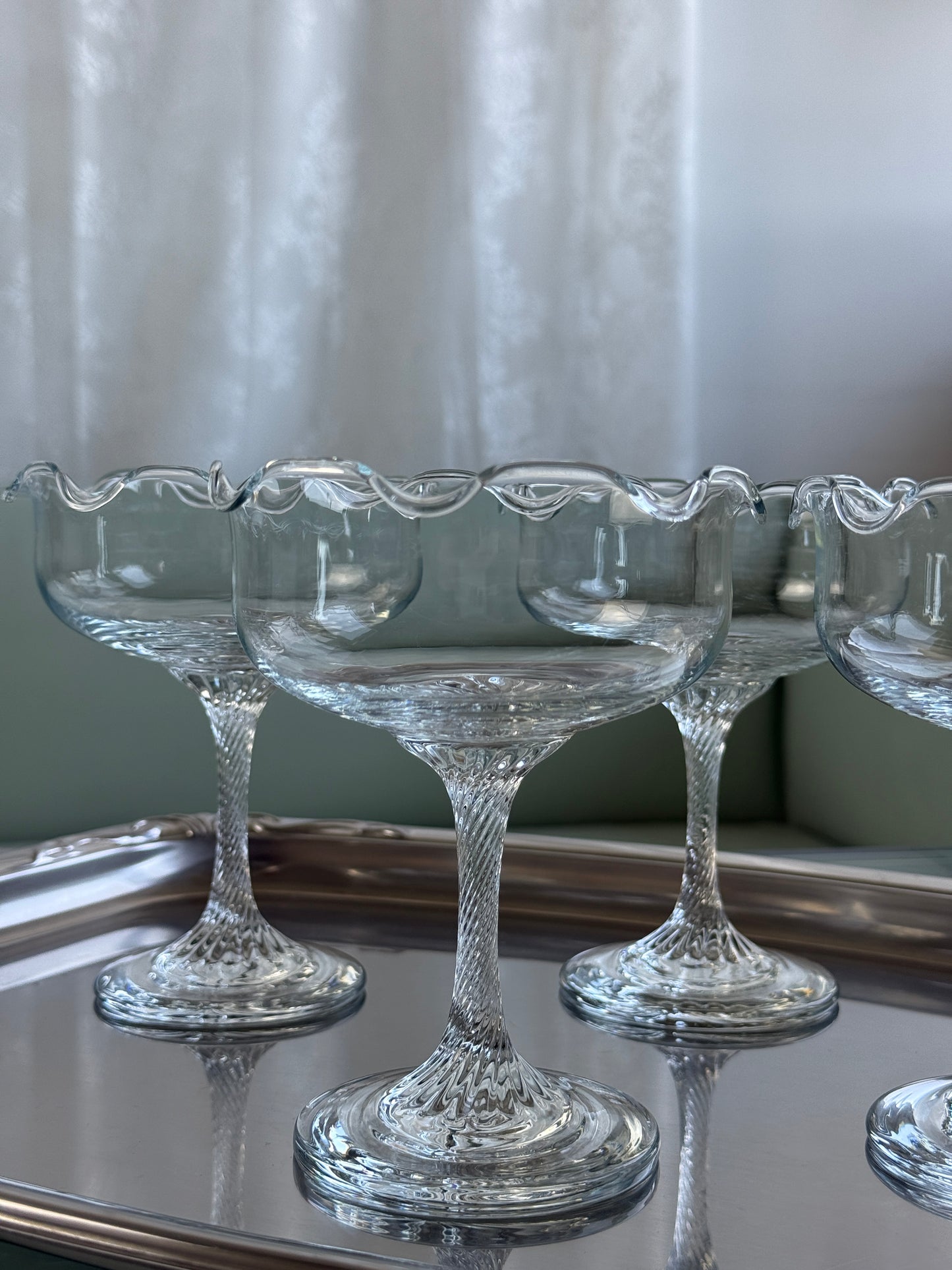 Mundblæste dessert-/cocktailglas i klart glas, sæt á 4 stk.