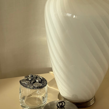 Murano bordlampe, hvidt glas