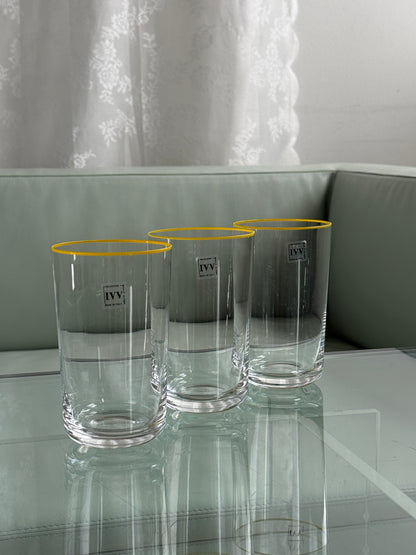 IVV glas med gul kant, Italien – sæt med 3 stk.