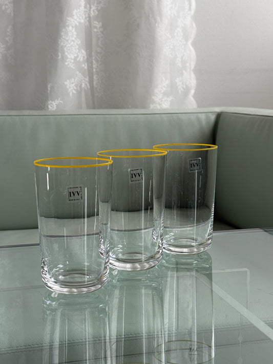 IVV glas med gul kant, Italien – sæt med 3 stk.