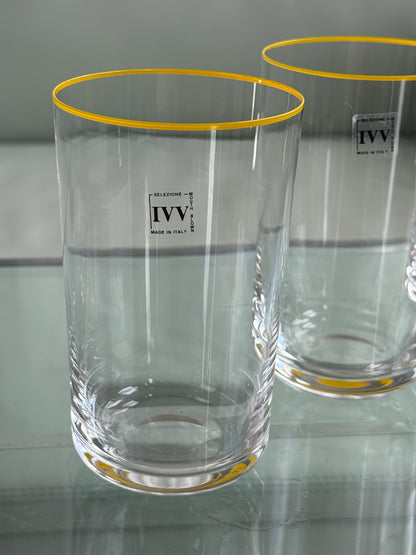 IVV glas med gul kant, Italien – sæt med 3 stk.