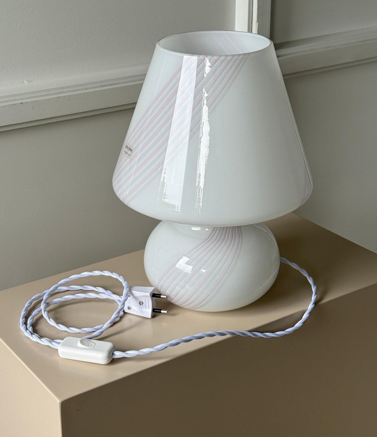 Murano bordlampe, rosa spiral