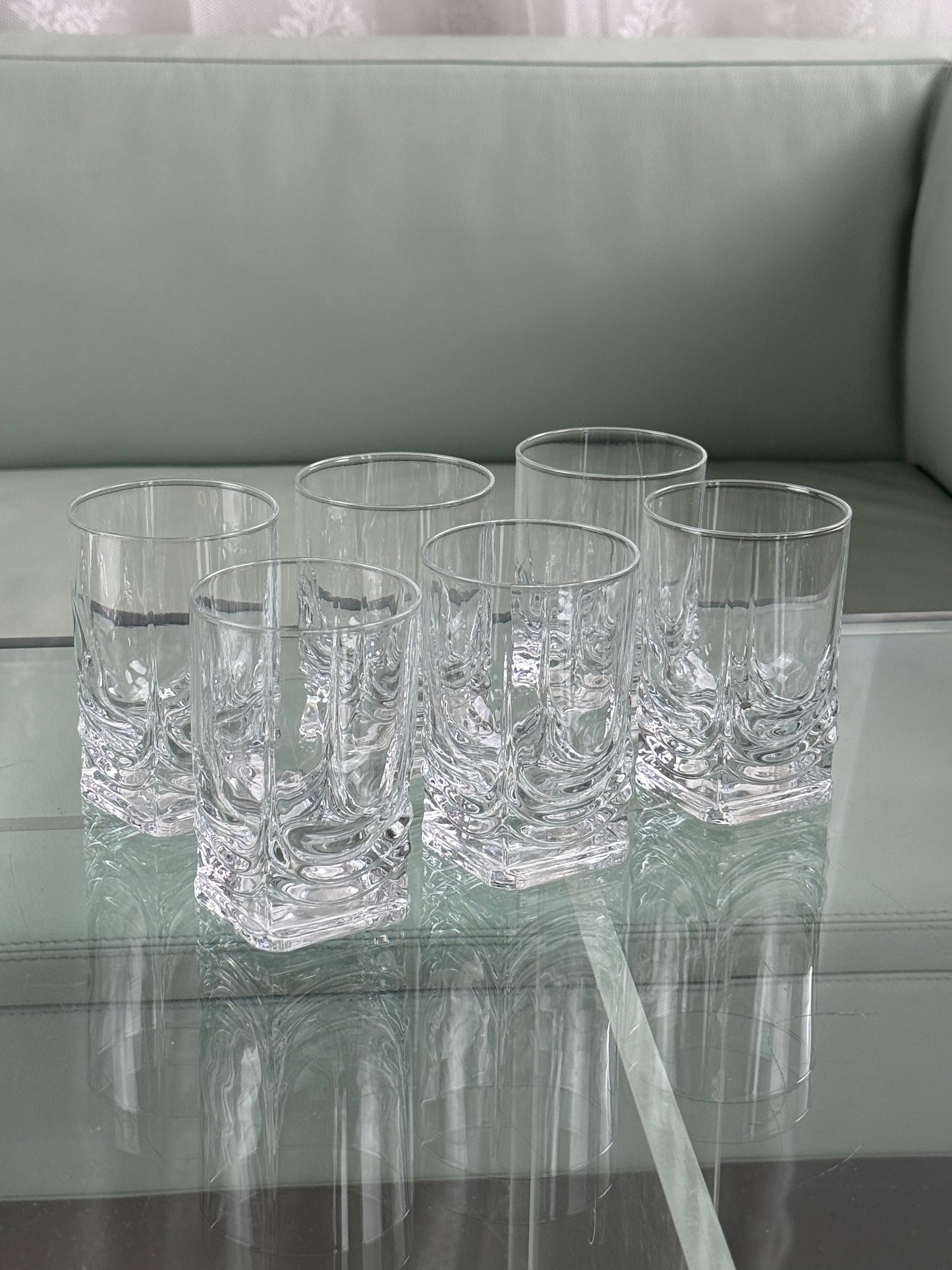 Glas med firkantet fod, sæt med 6 stk.