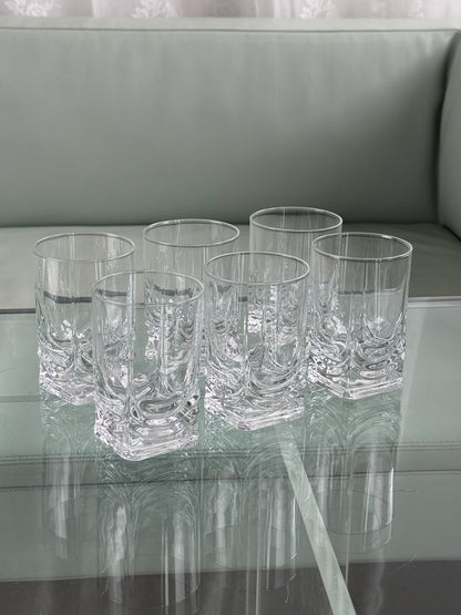 Glas med firkantet fod, sæt med 6 stk.
