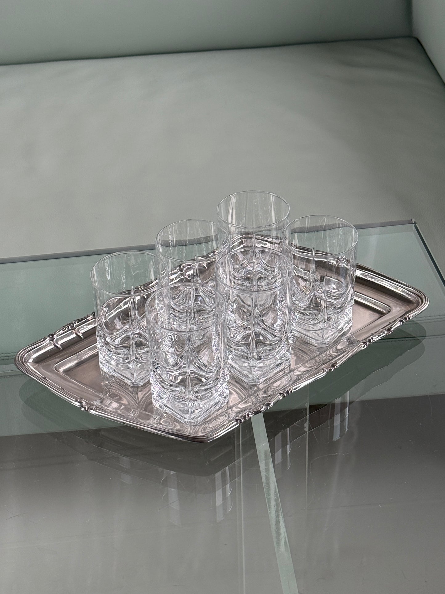Glas med firkantet fod, sæt med 6 stk.