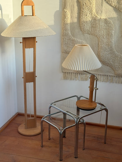 Vintage bordlampe i massiv egetræ