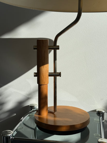 Vintage bordlampe i massiv egetræ