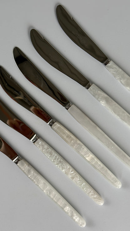 Vintage knive med perlemorshåndtag, sæt med 6 stk.