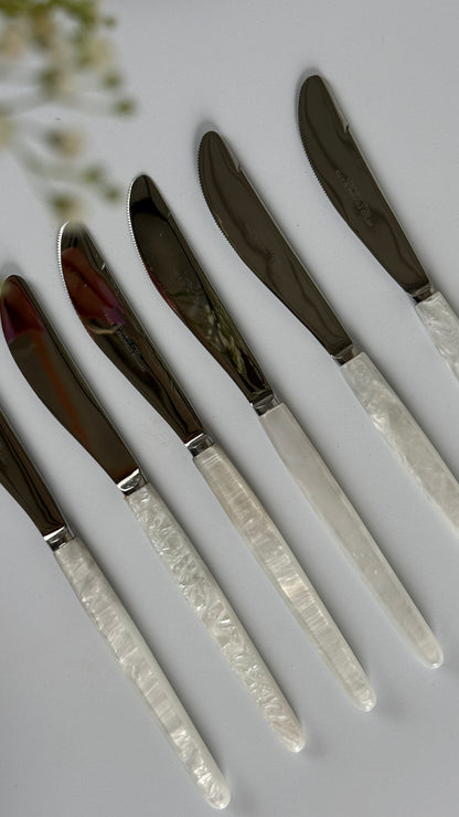 Vintage knive med perlemorshåndtag, sæt med 6 stk.