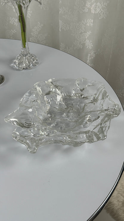 Skulpturel, massiv glasskål - large udgave