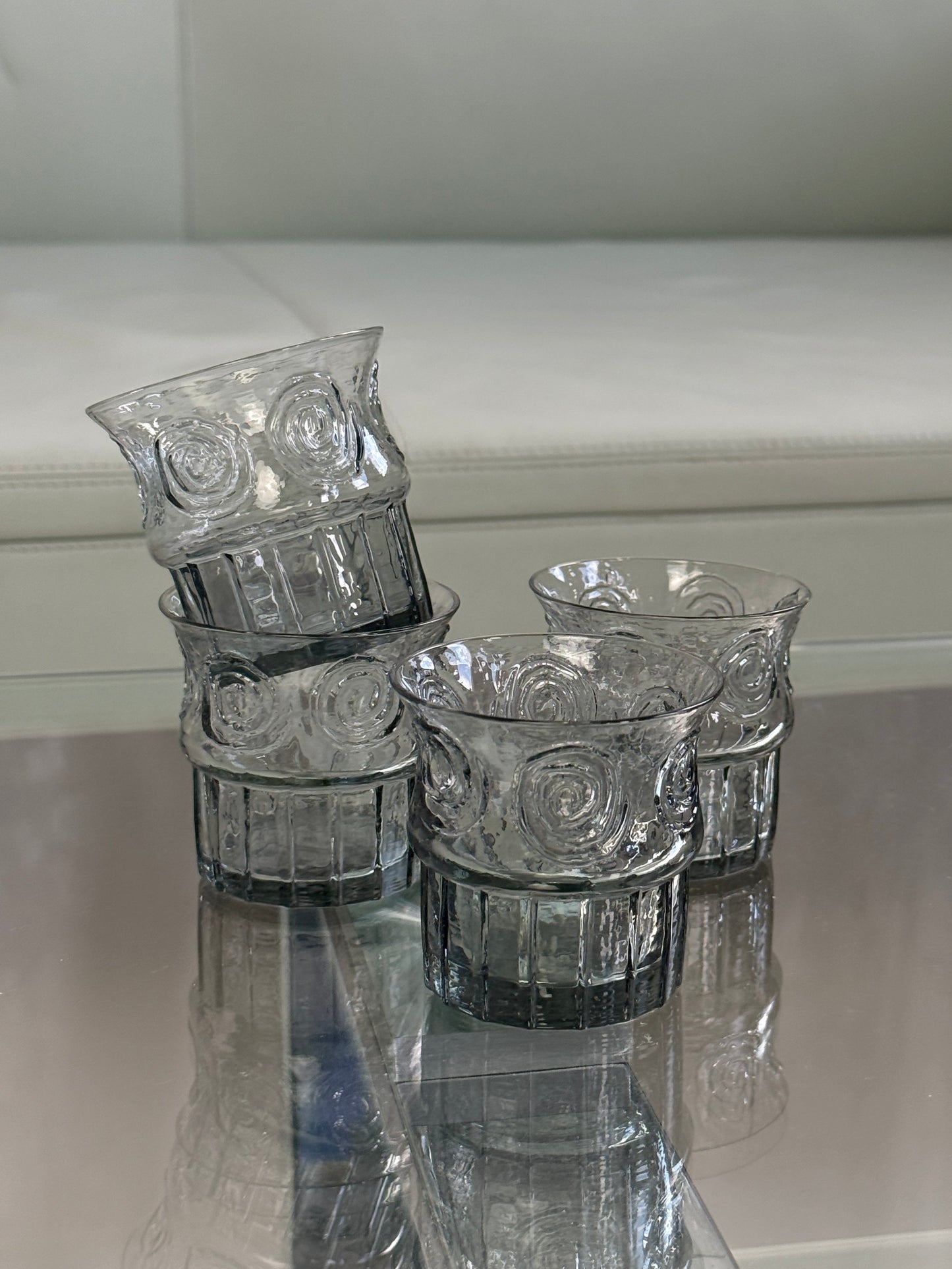 Vintage glas med spiral, 4 stk.