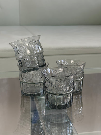 Vintage glas med spiral, 4 stk.