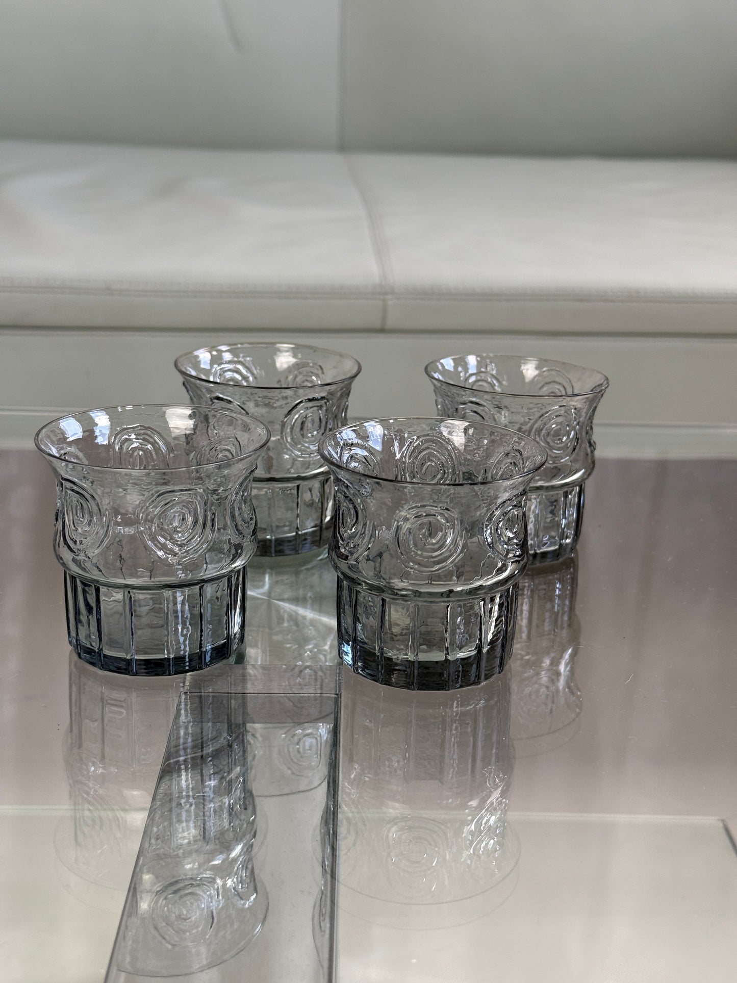 Vintage glas med spiral, 4 stk.