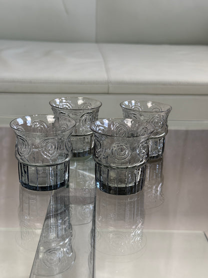 Vintage glas med spiral, 4 stk.