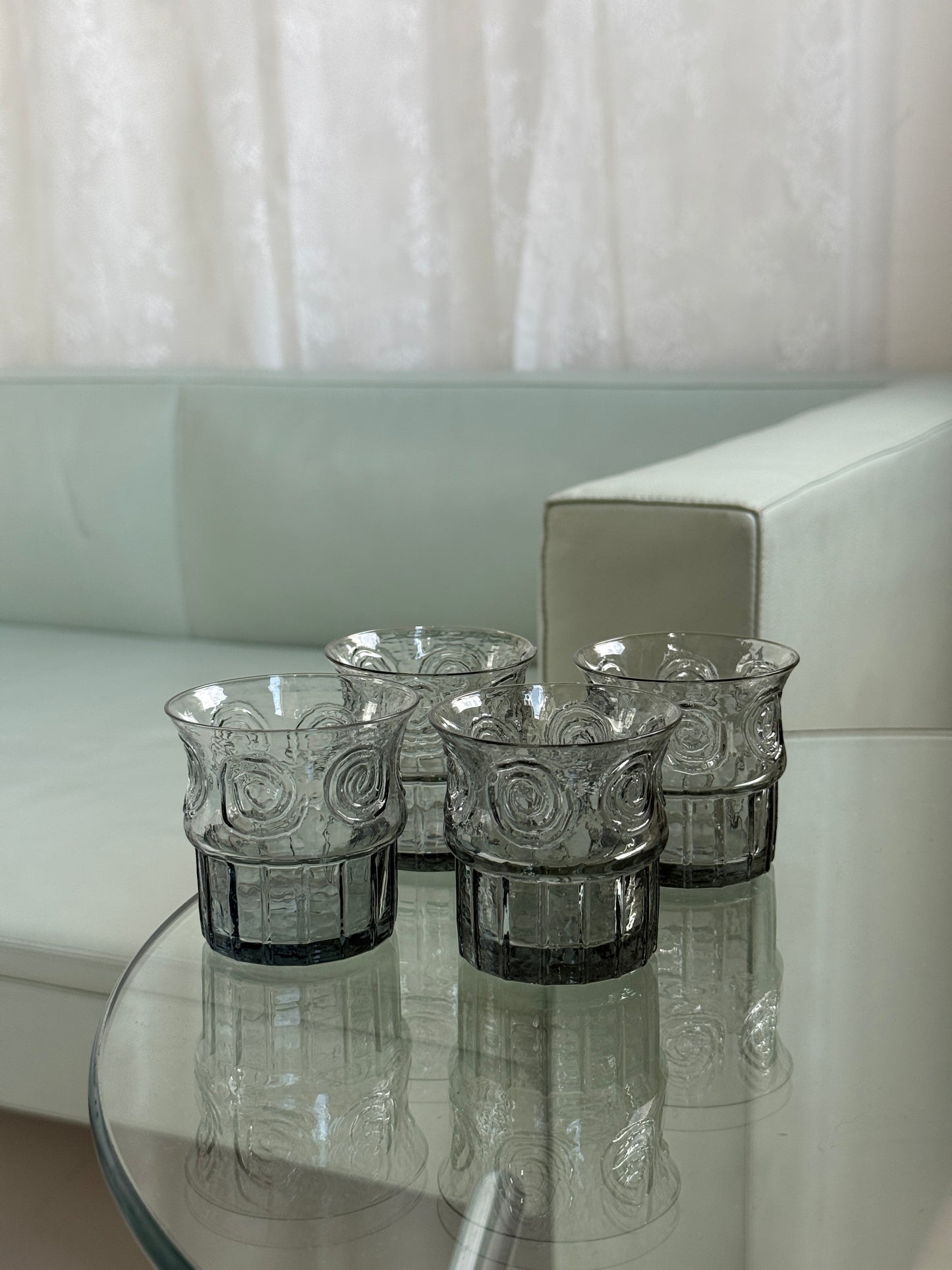 Vintage glas med spiral, 4 stk.