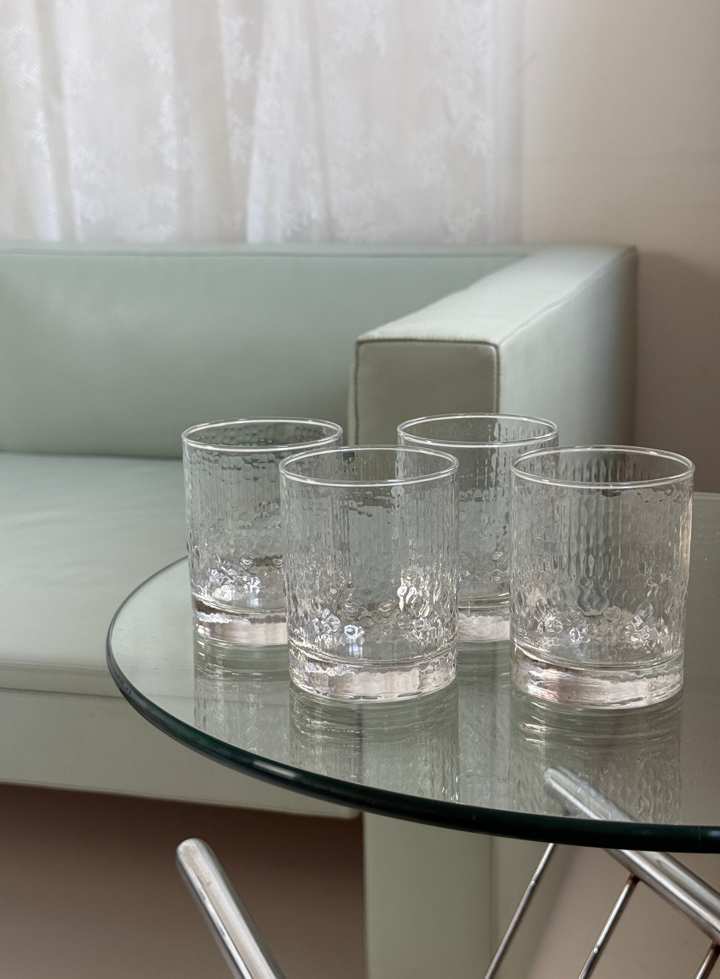 Whiskeyglas i struktureret glas, 4 stk.